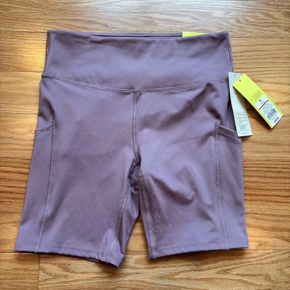 NWT Mauve High-Waisted Biker Shorts